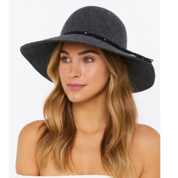 Lucky Brand 100% Wool Dark Gray BOHO HIPPIE Festival/Concert Hat Leather Studs - Picture 1 of 5
